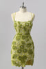 Load image into Gallery viewer, Sparkly Green Cut Out Floral Tight Short Beaded Prom Dress