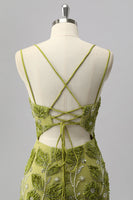 Load image into Gallery viewer, Sparkly Green Cut Out Floral Tight Short Beaded Prom Dress
