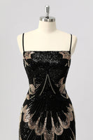 Load image into Gallery viewer, Sparkly Black Backless Tight Beaded Short Prom Dress