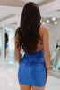 Load image into Gallery viewer, Royal Blue Satin Spaghetti Straps Tight Short Prom Dress