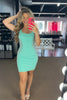 Load image into Gallery viewer, Sparkly Mint Green Square Neck Tight Short Prom Dress with Rhinestones