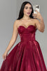 Load image into Gallery viewer, Burgundy Corset A Line Long Prom Dress with Ruffles