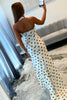 Load image into Gallery viewer, White Black Dot Halter Sheath Long Prom Dress with Slit