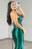 Load image into Gallery viewer, Sparkly Dark Green Satin Cut Out Long Corset Prom Dress with Beading