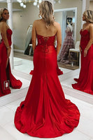 Load image into Gallery viewer, Sparkly Dark Green Satin Cut Out Long Corset Prom Dress with Beading