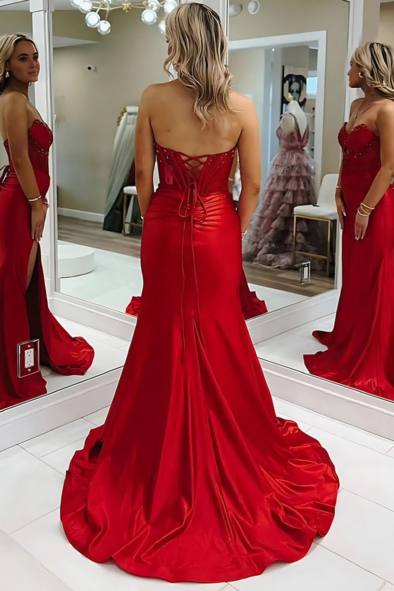 Load image into Gallery viewer, Sparkly Dark Green Satin Cut Out Long Corset Prom Dress with Beading