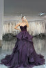Load image into Gallery viewer, Sparkly Princess Dark Purple Beaded A Line Long Corset Prom Dress with Ruffles