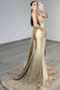 Load image into Gallery viewer, Sparkly Gold Mermaid One Shoulder Long Prom Dress with Slit