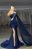 Load image into Gallery viewer, Sparkly Gold Mermaid One Shoulder Long Prom Dress with Slit