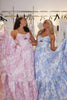 Load image into Gallery viewer, Blue Flower A-Line Spaghetti Straps Long Corset Prom Dress with Lace