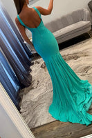 Load image into Gallery viewer, Royal Blue Beaded V Neck Long Prom Dress with Slit