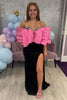 Load image into Gallery viewer, Sparkly Black Strapless Sheath Beaded Long Prom Dress with Slit