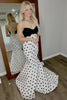 Load image into Gallery viewer, White Black Dot Mermaid Strapless Long Prom Dress