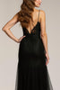 Load image into Gallery viewer, Sparkly Black Mermaid Spaghetti Straps Maxi Formal Dress with Beading