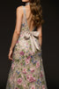 Load image into Gallery viewer, Sparkly Champagne V-Neck Floral Mermaid Long Formal Dress with Beading
