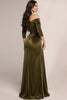 Load image into Gallery viewer, Green Velvet Off the Shoulder Long Corset Formal Dress with Sleeves