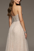 Load image into Gallery viewer, Sparkly Ivory A-Line Sweetheart Long Sequin Formal Dress