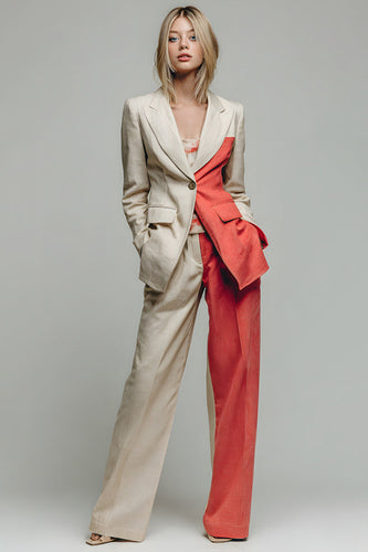 2 Piece Khaki Peak Lapel Prom Suits with Pockets