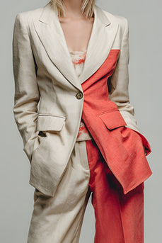 2 Piece Khaki Peak Lapel Prom Suits with Pockets