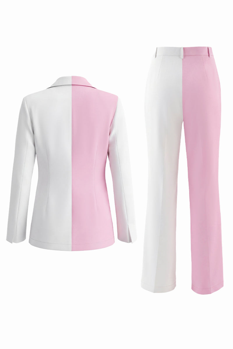 Load image into Gallery viewer, 2 Piece Coral Ivory Peak Lapel Patchwork Prom Suits with Pockets
