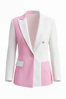 Load image into Gallery viewer, 2 Piece Coral Ivory Peak Lapel Patchwork Prom Suits with Pockets