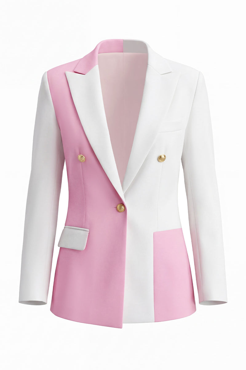 Load image into Gallery viewer, 2 Piece Coral Ivory Peak Lapel Patchwork Prom Suits with Pockets