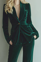 Load image into Gallery viewer, 2 Piece Dark Green Velvet Prom Suits with Pockets