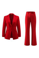 Load image into Gallery viewer, 2 Piece Red Long Sleeves Notched Lapel Prom Suits with Pockets
