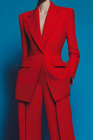 Load image into Gallery viewer, 2 Piece Red Long Sleeves Notched Lapel Prom Suits with Pockets