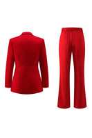 Load image into Gallery viewer, 2 Piece Red Long Sleeves Notched Lapel Prom Suits with Pockets