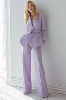 Load image into Gallery viewer, 2 Piece Lilac Long Sleeves Prom Suits with Belt