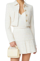 Load image into Gallery viewer, 2 Piece White Single Breasted A Line Short Tweed Interview Outfits