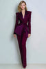 Load image into Gallery viewer, 2 Piece Peak Lapel Burgundy Prom Suits with Sash