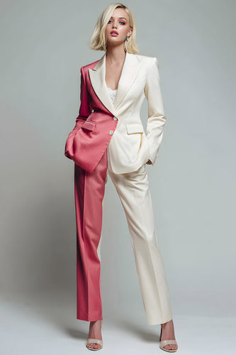 2 Piece Coral Ivory Single Breasted Peak Lapel Long Sleeves Prom Suits