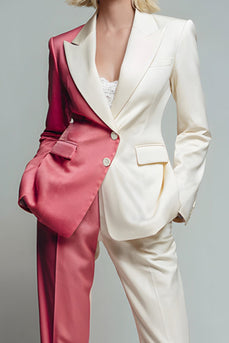 2 Piece Coral Ivory Single Breasted Peak Lapel Long Sleeves Prom Suits