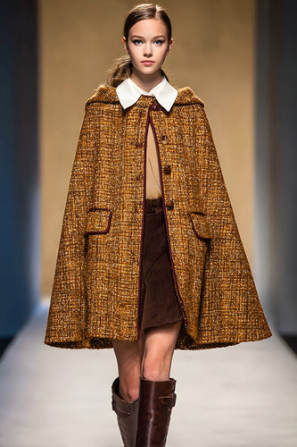 Tweed Brown Single Breasted Women Blazer