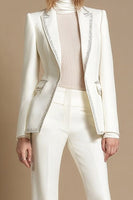 Load image into Gallery viewer, 2 Piece Sparkly White Peak Lapel Long Sleeves Prom Suits with Beading