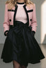 Load image into Gallery viewer, 2 Piece Black Pink Tweed A Line Short Pageant Interview Outfits with Bow