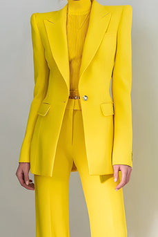 2 Piece Yellow Peak Lapel One Button Long Sleeves Prom Suits