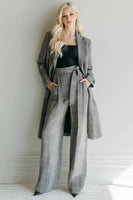 Load image into Gallery viewer, 2 Piece Grey Grid Notched Lapel Business Suits with Sash