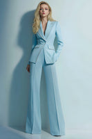 Load image into Gallery viewer, 2 Piece Blue One Button Peak Lapel Prom Suits with Pockets