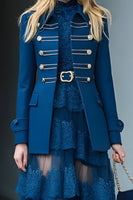 Load image into Gallery viewer, Dark Blue Prom Long Sleeves Blazer with Buttons