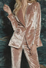 Load image into Gallery viewer, 2 Piece Blush One Button Velvet Fitted Prom Suits with Sleeves