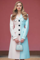 Load image into Gallery viewer, Pink Blue A Line Single Breasted Patchwork Midi Blazer Dress