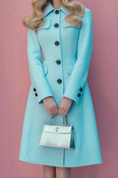 Load image into Gallery viewer, Blue Single Breasted A Line Midi Blazer Dress with Sleeves