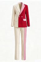 Load image into Gallery viewer, 2 Piece Light Khaki Patchwork Notched Lapel Business Suits with Pockets