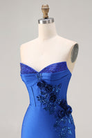 Load image into Gallery viewer, Sparkly Royal Blue Beaded Mermaid Long Corset Prom Dress with Appliques