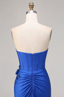Load image into Gallery viewer, Sparkly Royal Blue Beaded Mermaid Long Corset Prom Dress with Appliques