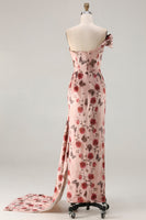 Load image into Gallery viewer, Floral Blush Ruched Long Mermaid Prom Dress with Slit