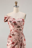 Load image into Gallery viewer, Floral Blush Ruched Long Mermaid Prom Dress with Slit